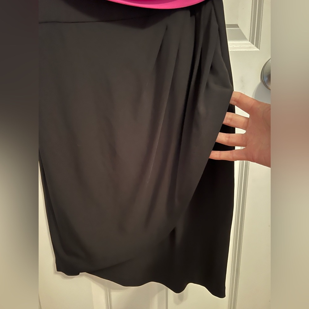 Donna Ricco Sleeveless Midi Wrap Ruched Party Sheath Modest Dress Pink/Black sz6 - Picture 8 of 10
